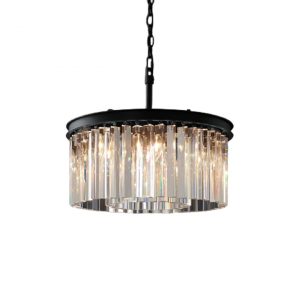 Gwiber Round Chandelier (Clear Glass + Black Iron)